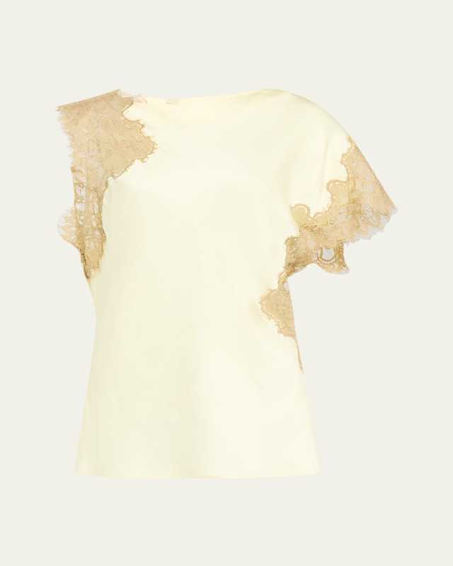 Alessia Satin and Lace Top